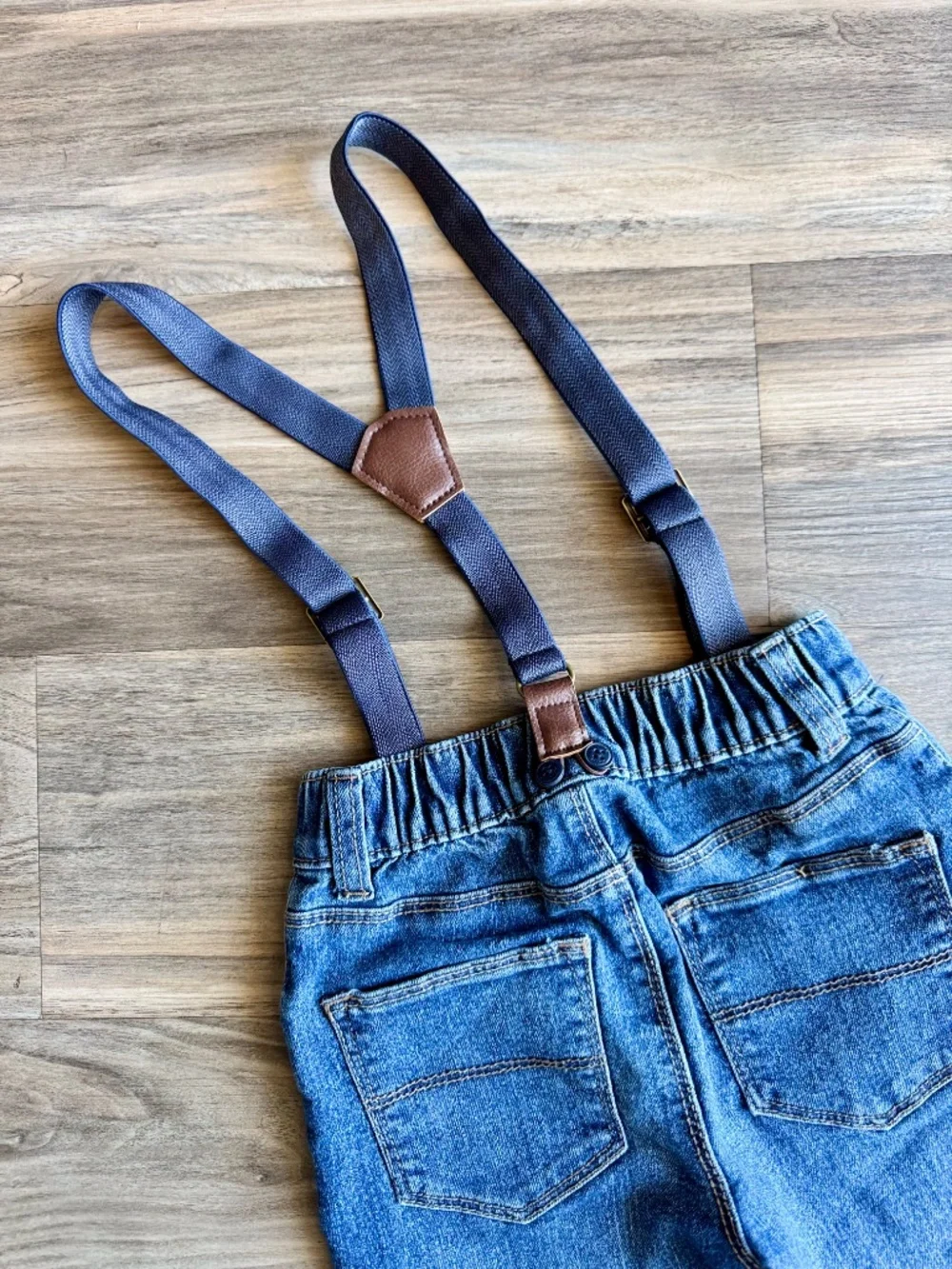 Classic Vintage OshKosh Denim Jeans With Detachable Suspenders‎ Blue Kids 5T
